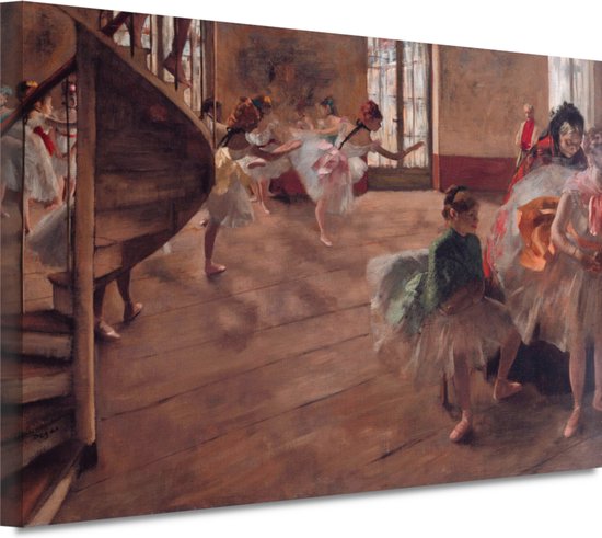 Balletrepetitie - Edgar Degas schilderij - Ballet wanddecoratie - Schilderijen canvas Dans - Moderne schilderijen - Schilderij op canvas - Decoratie woonkamer 70x50 cm
