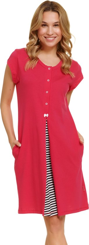 Doctor Nap Katoenen Nachthemd Borstvoeding Zwangerschap Nachtkleding Viva Magenta TCB.9703 42 / XL