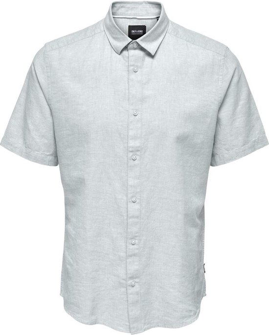 Only & Sons Overhemd Onscaiden Ss Solid Linen Shirt Noos 22009885 Cashmere Blue Mannen Maat - XXL