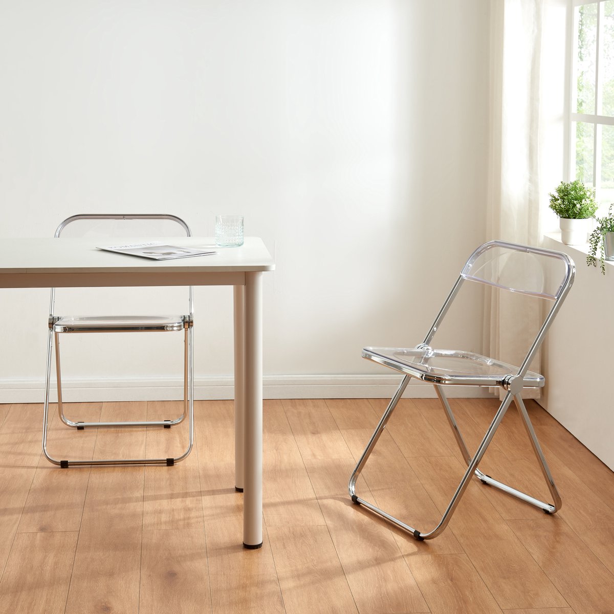 en.casa Klapstoel set van 2 Pornainen 74x46x47 cm transparant [en.casa]