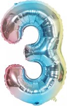 Jumada's - Ballon aluminium - Chiffre - Arc-en-ciel - Chiffre 3 - 80 cm