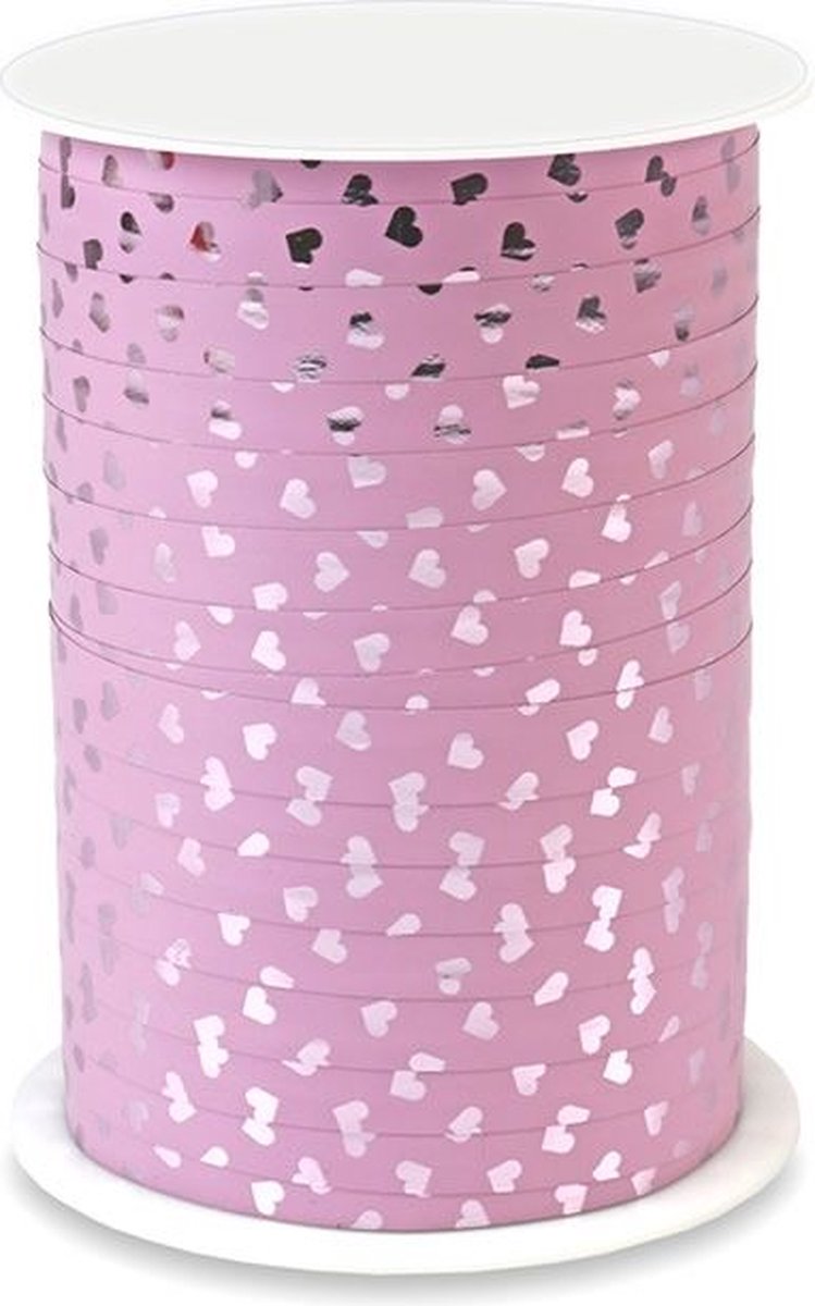 Krullint Hartjes Roze Metallic - 10mm
