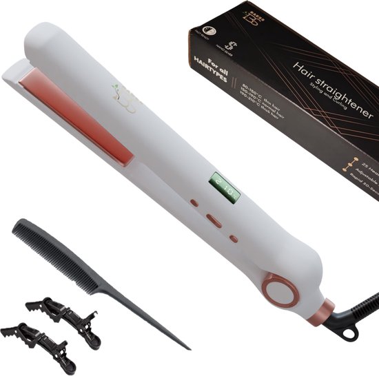 Baess 2 in 1 Stijltang - Stijlen en krullen - 80ºC/210ºC - Keramisch - 25 Warmtestanden - Hair Straightener - Wit