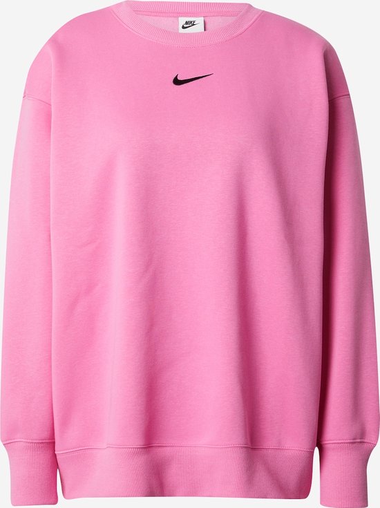 NIKE W NSW PHNX FLC OS CREW Dames Sporttrui - Roze/Zwart - Maat XL