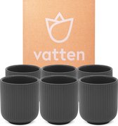 Vatten® - Koffiekopjes - Set van 6 - Donkergrijs - 180ml - Koffiemok