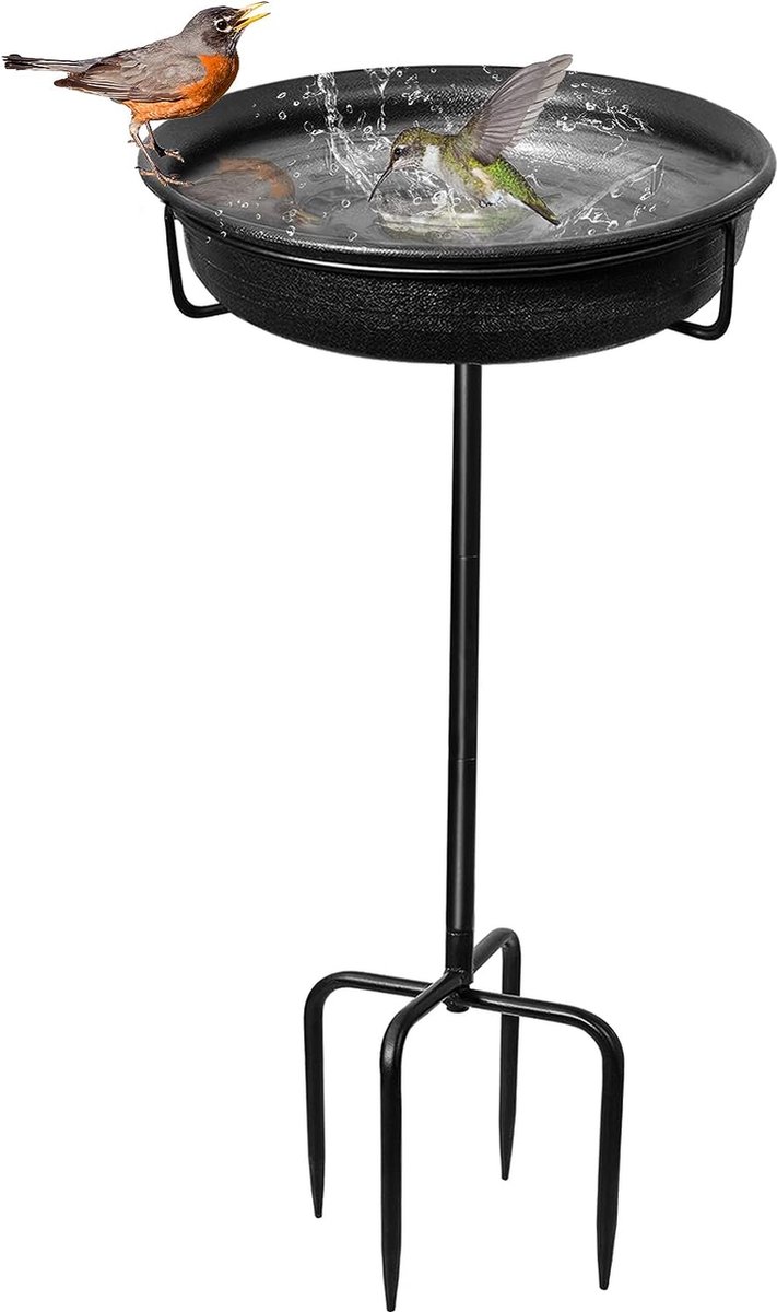Vogelbad, voederschaal, staand waterplaats, voor in de tuin, voor wilde vogels, waterbad voor vogels, groot, vorstbestendig, winterbestendig (B)