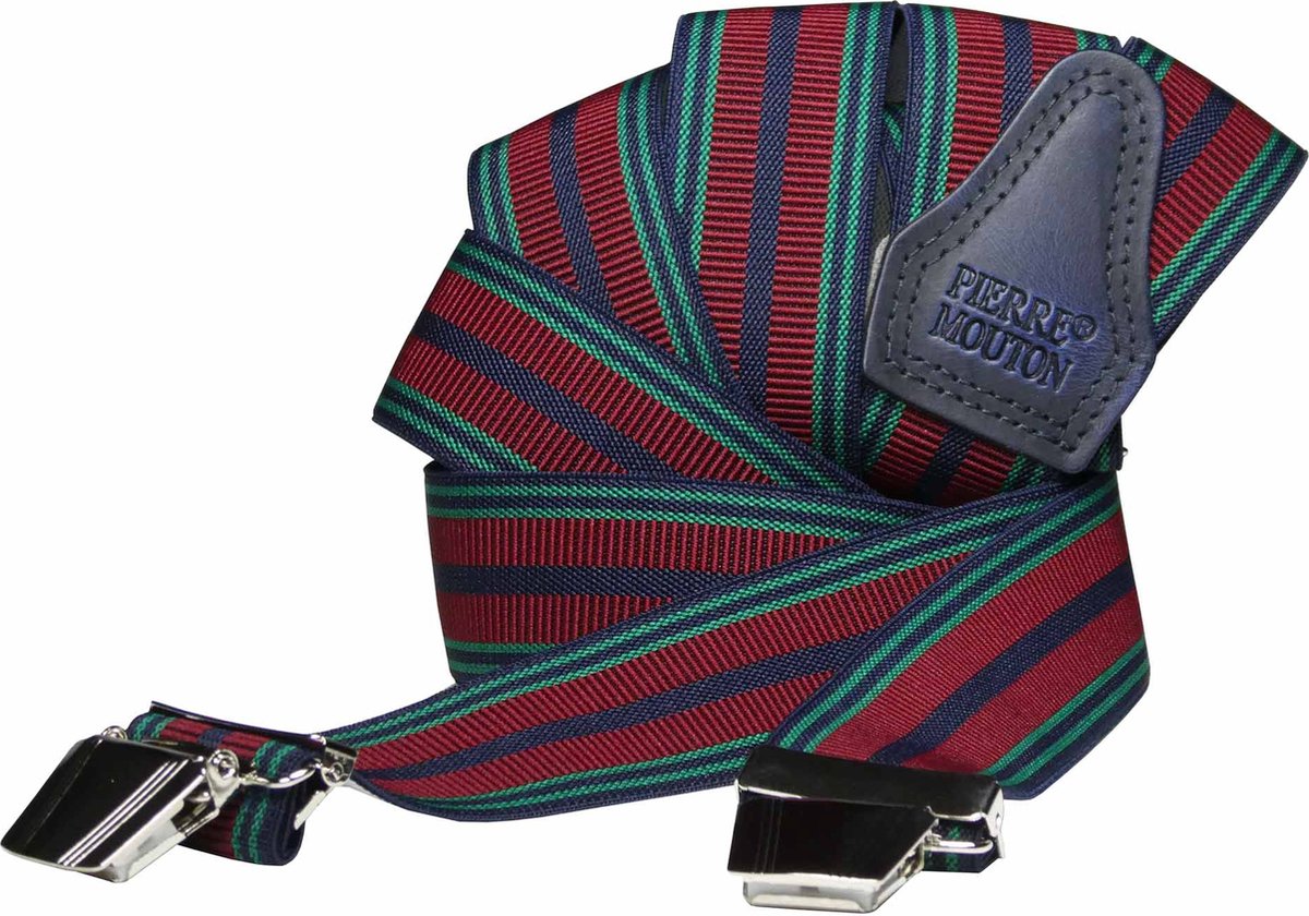 Pierre Mouton Le Mans Bretel - Bretels - Volwassenen - Heren - Donkerrood - 120cm - 3 brede clips - M - L