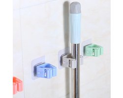 4 Stuks - Bezem Ophangsysteem - Bezemhouder - Gereedschapshouder - Zelfklevend Mop Houder - Badkamer accessoires - Keuken Opbergrek - LOUZIR