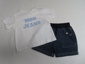 Ensemble - Jongens - Witte t shirt Mon Jeans + jeans short - 6 maand 68