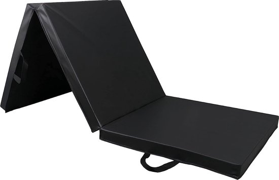 Opvouwbare sportmat – zwart – 180 x 60 x 5 cm