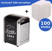 WDMT Servetten Dispenser - inclusief 100 stuks servetten gratis - Tissue Dispenser - Servet Houder - Servetten Houder - Servethouders - Zwart