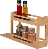 Étagère à épices extensible Relaxdays - Organisateur d'épices en bambou - 2 niveaux - sans pots
