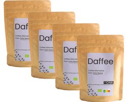 Daffee koffie, dadel koffie, een duurzame en heerlijke koffie alternatief gemaakt van geüpcycled dadel bonen, gezond, organisch, en caffeine vrij. gemixed met natural chai mix kruiden. (4*250gr)