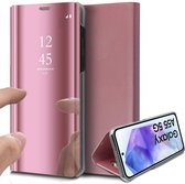 Coque adaptée pour Samsung Galaxy A55 - Mirror Book Case Or Rose