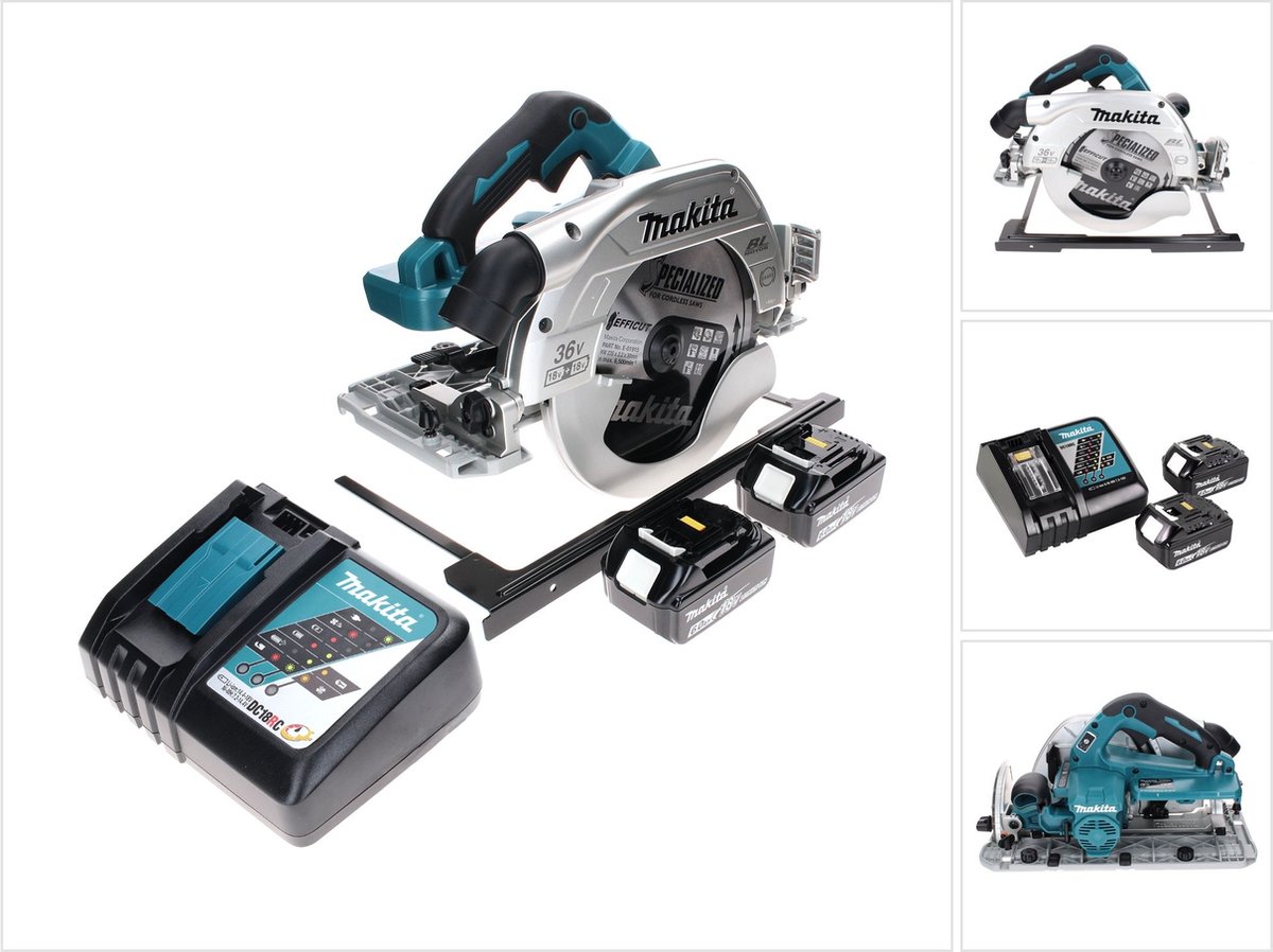 Makita DHS 900 RG2 accu-handcirkelzaag 36 V (2x 18 V) 235 mm borstelloos + 2x accu 6,0 Ah + oplader
