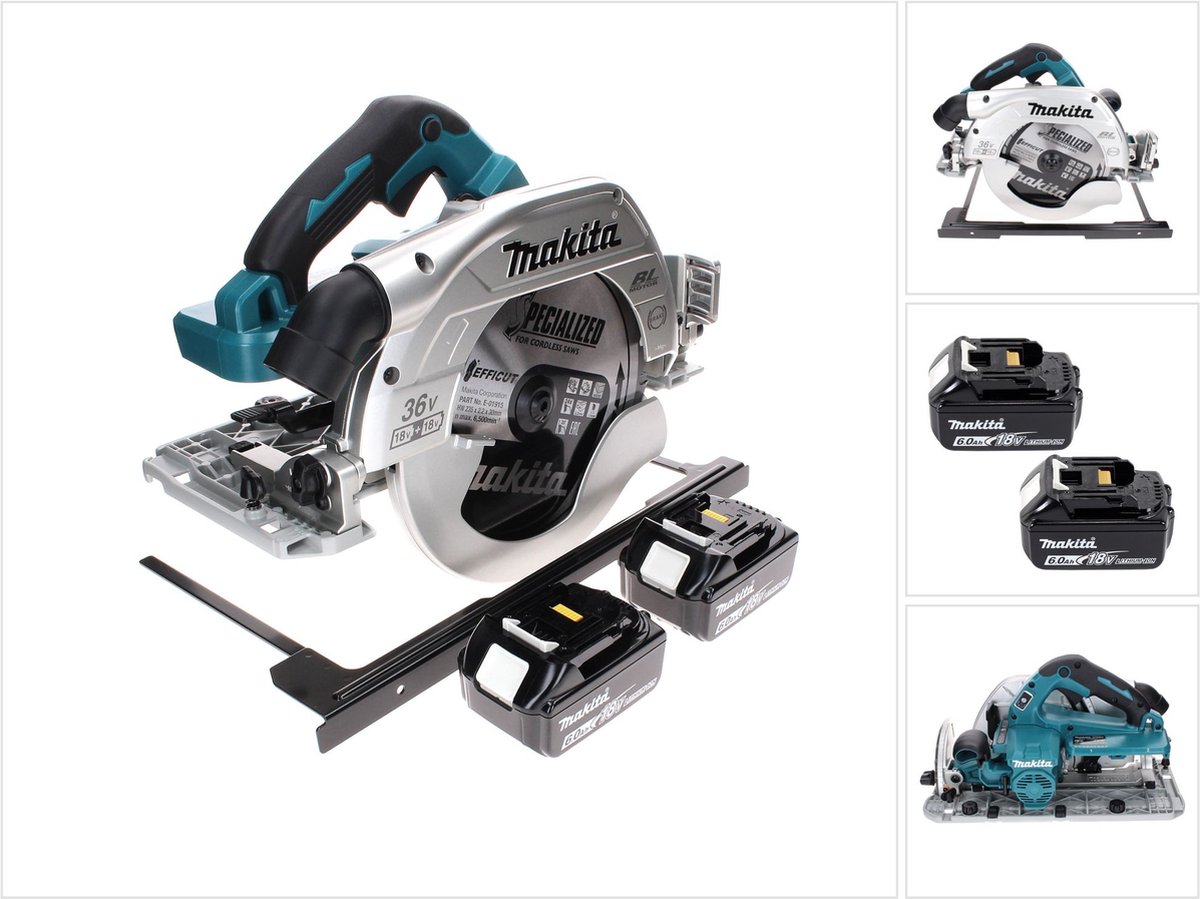 Makita DHS 900 G2 accu-handcirkelzaag 36 V (2x 18 V) 235 mm borstelloos + 2x accu 6,0 Ah - zonder oplader