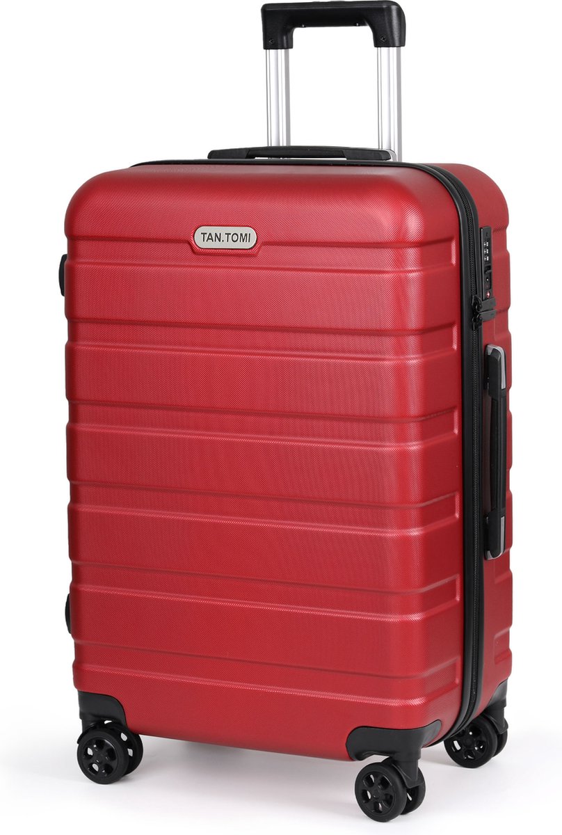 TAN.TOMI Koffer - 65L Reiskoffer met 4 wielen - Ruimbagage - Cijferslot - Reiskoffer - Trolley Koffer met Wielen - Rood
