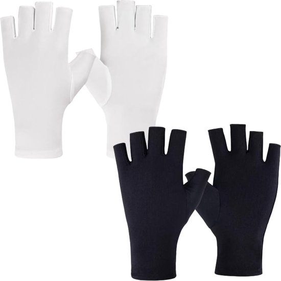 Gel manicure handschoenen, 2 paar anti-uv-handschoenen, UV-bescherming, vingerloze handschoenen, beschermt de hand voor nagellak, nagelkunst droger