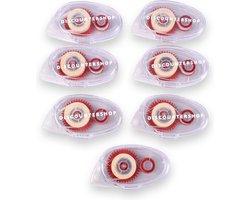 Discountershop Lijmroller Doorzichtig Set - 7 Stuks - Bureauartikelen & Kantoor - Transparant/Rood - 9x5x2 cm