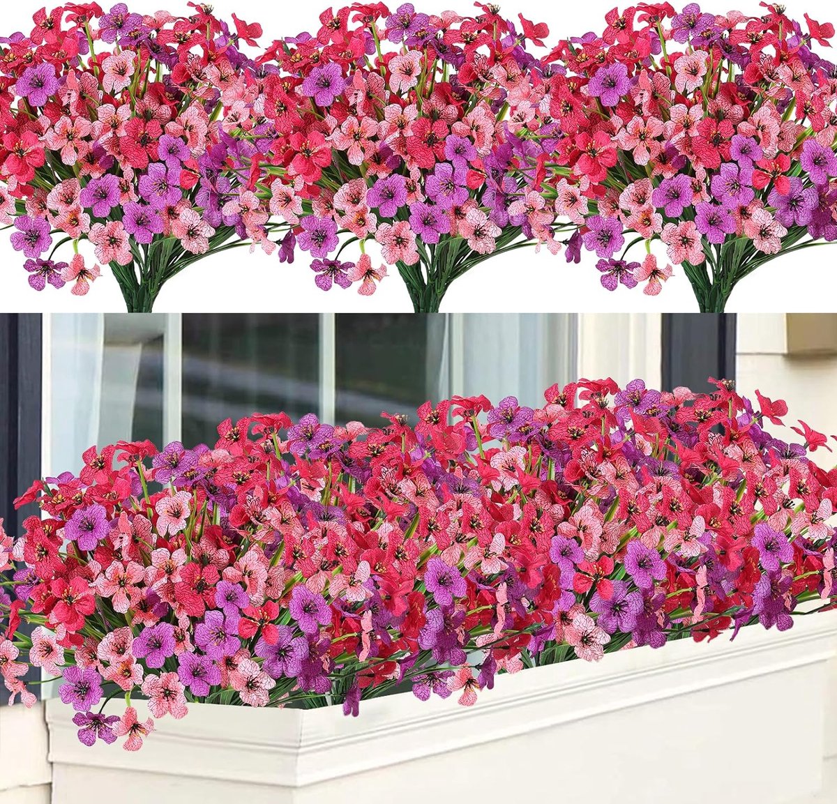Lot De 10 Fleurs Artificielles BOIC Pour Extérieur - Résistantes UV - Hauteur 35cm - Couleur Orange
