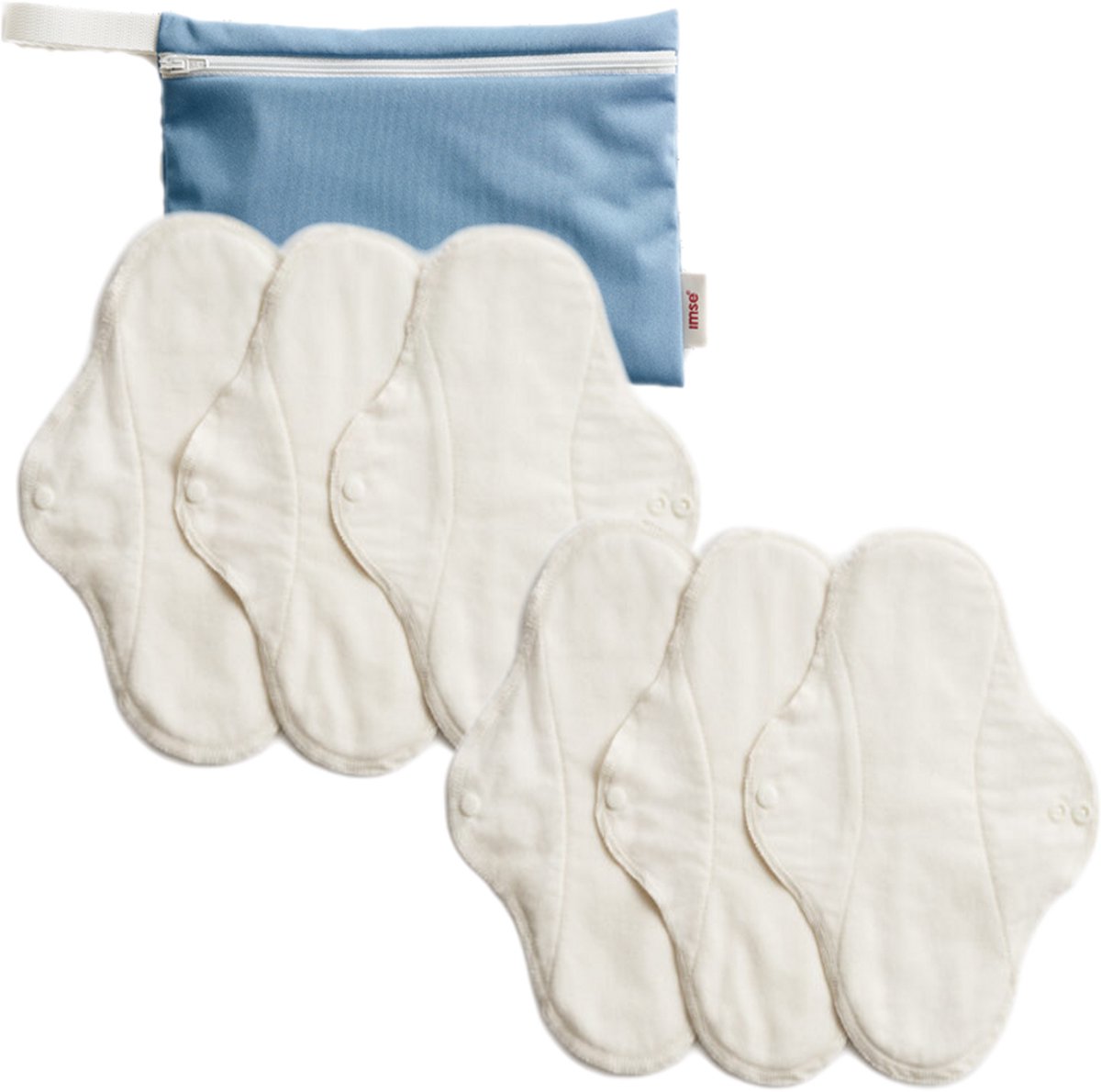 Goedkoopste ImseVimse wasbaar maandverband Normaal/dagverband met wetbag - wit - 6 stuks