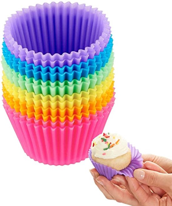 Moules à Muffins Silicone Réutilisables 24 Pièces - 3 Formes (Rectangle, Carré, Cercle) Sans BPA Moule Muffins Silicone