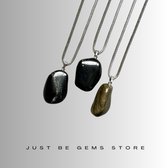 Gemstone ketting Obsidiaan goud