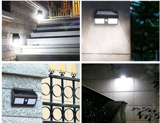 CHPN - Buitenlamp - Buitenverlichting - LED lamp - Solar lamp - Zonne-energie - Wandlamp - Dubbel LED - Solar - PIR Sensor - IP65 - 2400 Mah - 3.7 Volt - LED lamp op zonne-energie