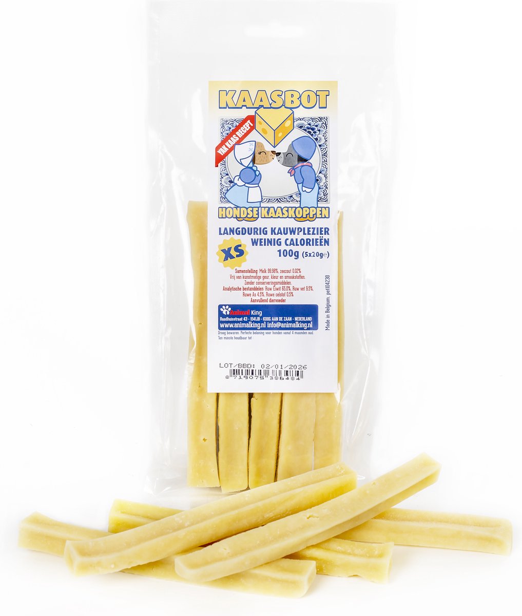 Yak Kaas Hond - de Ideale Hondensnack voor Kleine Honden - Lang Kauwplezier - Stinkt Niet - Animalking Staaf - Bot - Melk Kauwbot - Kauwsnack Vegan - Hypoalergeen - XS 20 Gram - 5 Stuks
