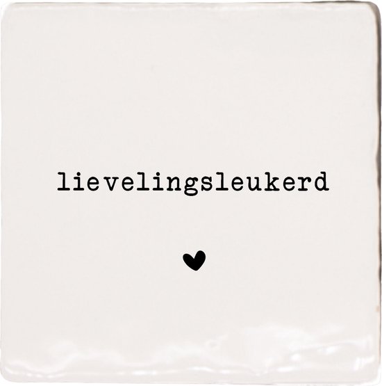 Label2X - Tuile - Cutie préférée - Wit avec noir - Tuiles de Plaques avec citation - Tuiles avec dictons - Sorts - Tuiles de sagesse - Tuiles de sagesse - carrelages avec dictons - Tuile de sort