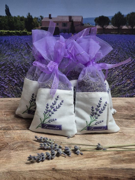 Sachets parfumés à la Lavande bio de Provence - 5 morceaux de 15 grammes de lavande lilas