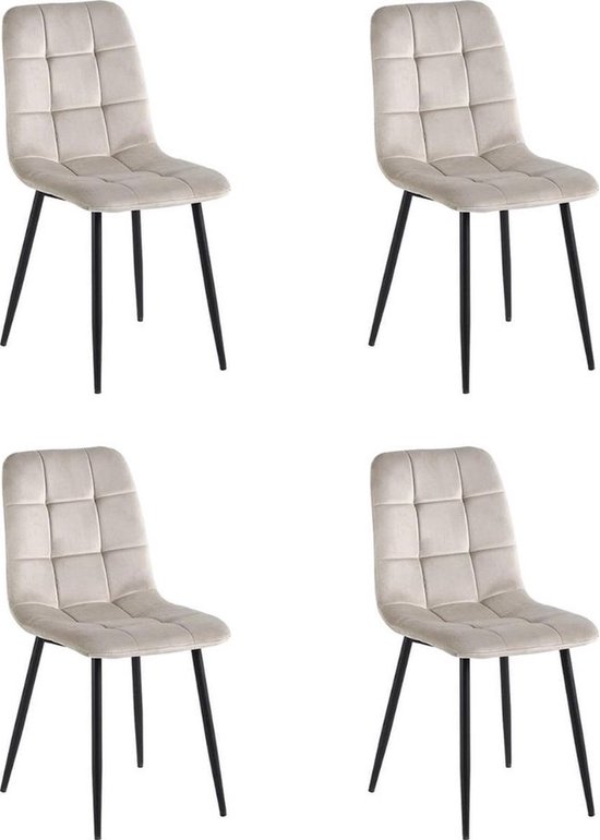 Swiss Homes® | Ruby - Chaises de salle à manger en Velours Beige / Capuccino - Set de 4 | Velours - Chaise en velours - Chaise de salle à manger - Chaise seau - Chaises de salon