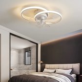 LuxiLamps - 2 Ringen Ventilator Lamp - Plafondventilator - Wit - Smart Lamp - Met Dimmer - 6 Standen Ventilator - Keuken Lamp - Woonkamerlamp - Moderne lamp