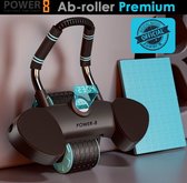 Power-8 Ab roller Premium : Optimale Core Workout - Multifunctionele AB Roller met Automatische Rebound - Abdominale Ab Wielroller voor Buikspieren - buikspiertrainer - plank roller voor buik - buikspierwielen- Afslanken - ab wheel - afvallen