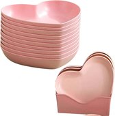Clixify Borden Hartjes - Snackbord - Bordenset 10 persoons - Hartvormig - Roze - 15cm - Herbruikbaar - Duurzaam -