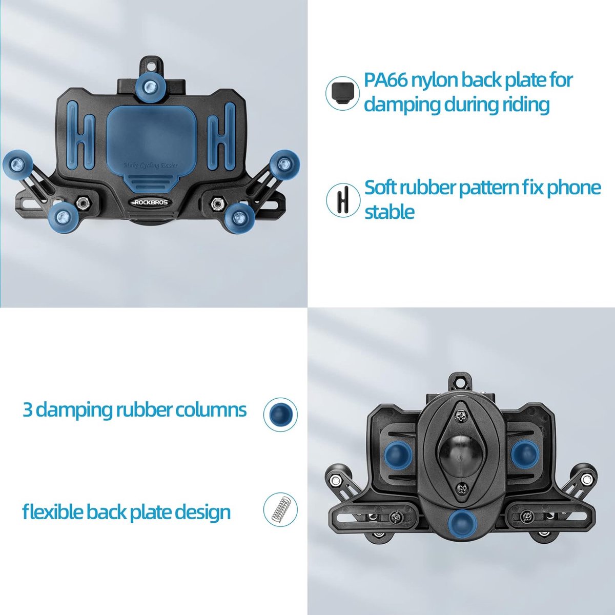 ROCKBROS Mobiele Telefoonhouder, Fietshouder, Mobiele Telefoonhouder, Motorfiets, 360° Draaibare Universele Telefoonhouder Voor Smartphones Van 4,7-7,0 inch