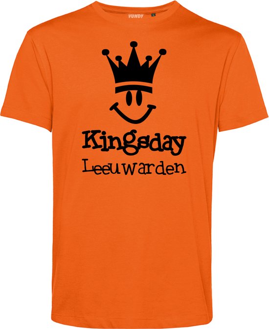 T-shirt kind Leeuwarden Smiley | Oranje | maat 164