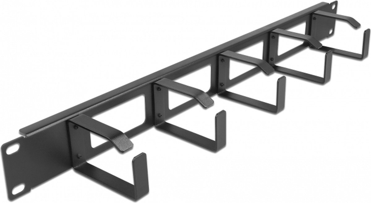 Image of 19 ″ kabelbeheerrouteringspaneel met 4 openingen en 5 haken 1U zwart