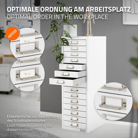ML-Design Archiefkast Marcus | staal wit 38x28x87 cm