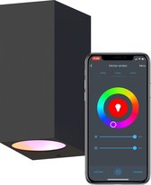 Calex Slimme Up & Down LED Wandlamp Bergamo – Zwart – Smart Buitenlamp – App bedienbaar – Voor binnen en Buiten