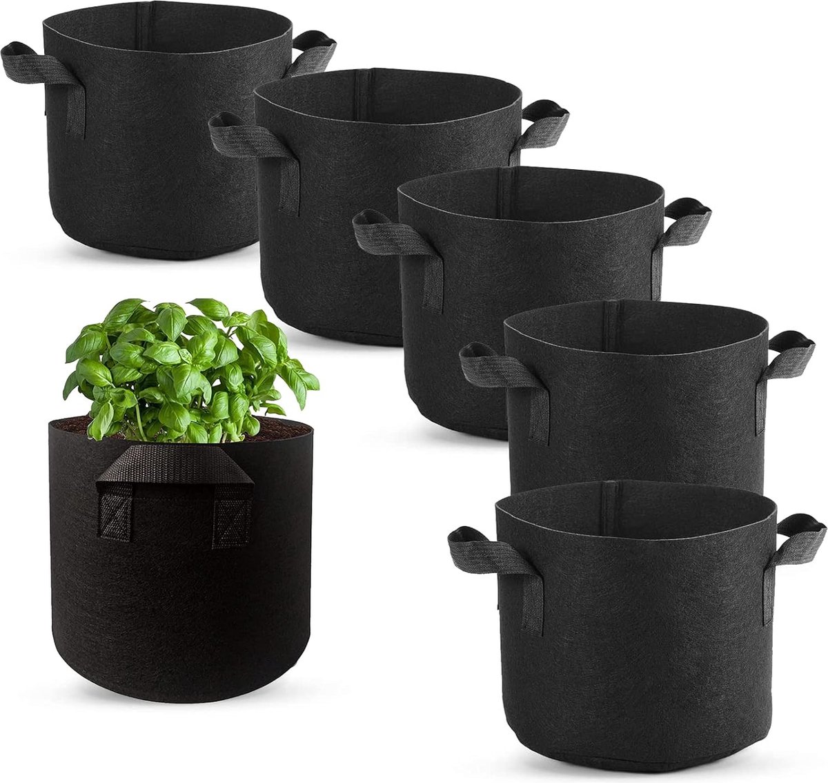 Plantzak kweekzak Design kweekzak vilt Ø25*22CM 6 stuks 3 Gallons Aardappels Aardappelzak groeizak plantenzak wortelzak Zelf groenten kweken Kweekbak van Vilt