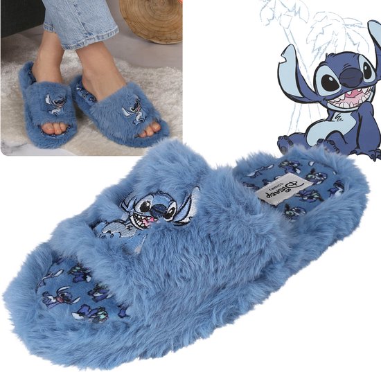 Stitch Blue, damessloffen/pantoffels, harige huisschoenen