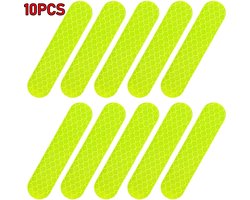 Stickers - 10 stuks - Reflecterend - 8x1.8cm - Universele Veiligheidsstickers - Reflecterende Stickers - Auto - Motor - Fiets - Helm - Camping - Outdoor - Buiten - Opvallend Reflecteren - Alle Lichtbronnen - Motorhelm Stickers - Kleur Groen