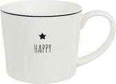 Clayre & Eef Mok 275 ml Wit Keramiek Ster HAPPY Drinkbeker