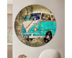 Muurcirkel Volkswagen busje T1 blauw | Forex | Ø 60cm | Inclusief ophangsysteem