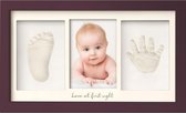 Babyhandafdruk en voetafdrukset - Gipsen babyhand en voet voor pasgeborenen - Handafdruk babyfotolijst (kastanjebruin)
