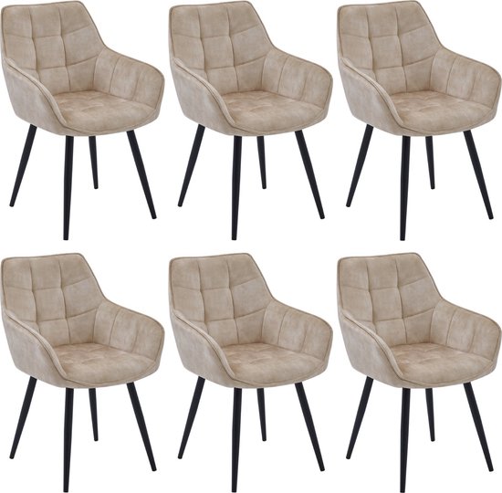 Colenis® - Chaise de salle à manger Oriana - Set de 6 - Beige - Velours Adoré - Design
