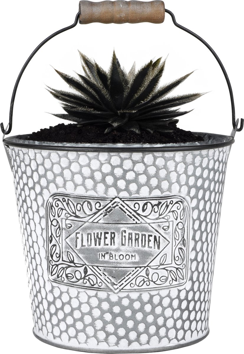 Goedkoopste Sunnydays Emmer/plantenpot/bloempot - zink - zilver - D17 x H14 cm