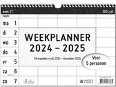 MGPcards - Weekplanner 2024-2025 - 18 maanden - Kalender - Familie planner - Wire O - 27 x 24,5 cm - 5 personen