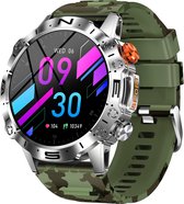 WizBay Premium Select™ Sport Smartwatch 1.43inch AMOLED - Bluetooth Call - Magnetic Laden - Dynamic Hart Monitor - O2 en Bloeddrukmeter - Multiple 100+ Sport Modi - Slaap Monitor - Message - Allu Mat Zilver Case - Leger Groen TPU Band